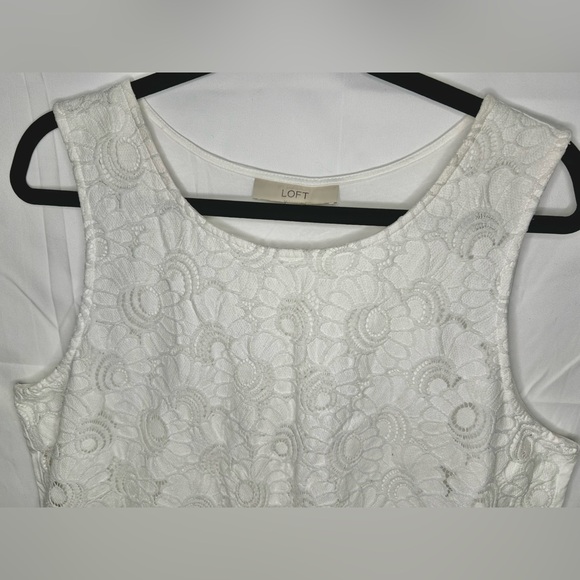 LOFT White Floral Lace Front Sleeveless Top XL - Picture 2 of 6